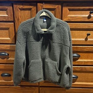 Old Navy Gray/Green Fleece Jacket M